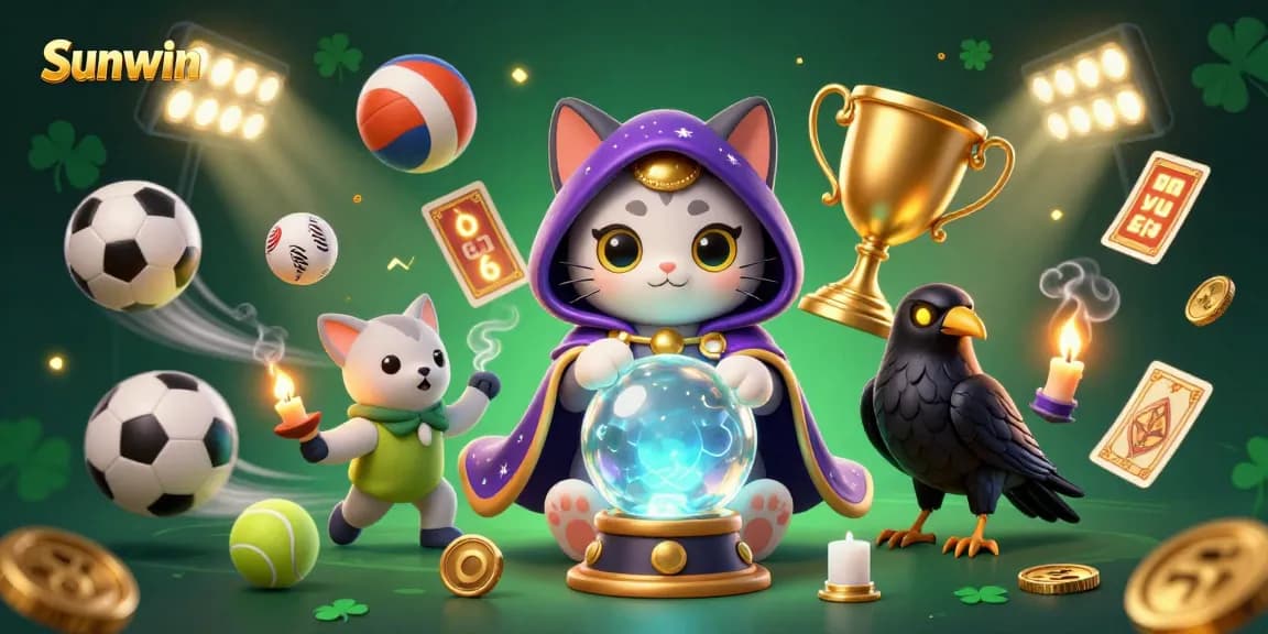 Experience winning strategies with Sunwin's dynamic casino illustration featuring engaging 3D characters and game elements.