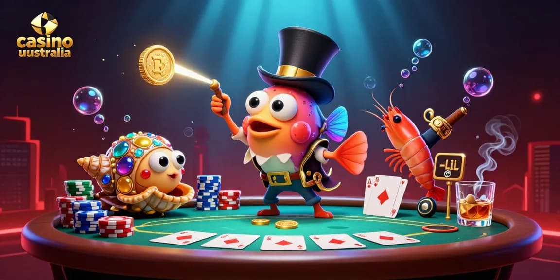 Attract golden coins in casino australia with 3D characters of anglerfish and pirate shrimp.