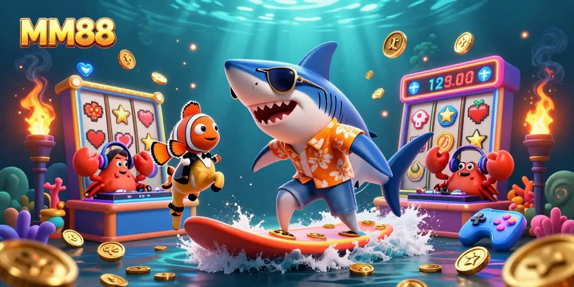 Experience the thrill of MM88 online casino with vibrant characters and engaging slot elements.