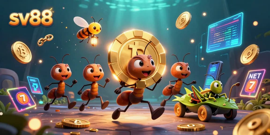 sv88 ants heist features vibrant casino elements in an exciting 3D scene.