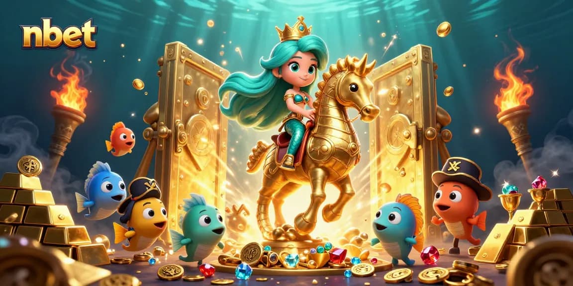 Win big with nbet in this vibrant underwater casino scene filled with treasures and surprises.