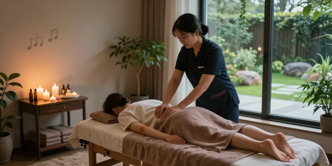 Relaxing massage therapy scene showcasing professional 김포출장마사지 in a serene spa setting.