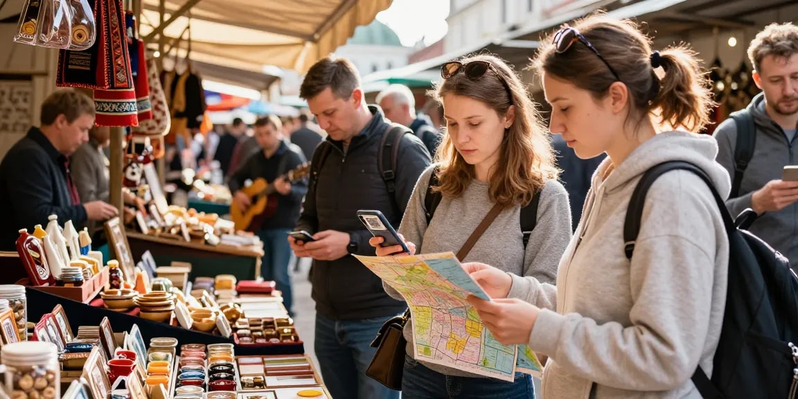 En el mercado ruso, turistas utilizan https://payinrussia.com/ para comprar souvenirs, disfrutando de la cultura local.
