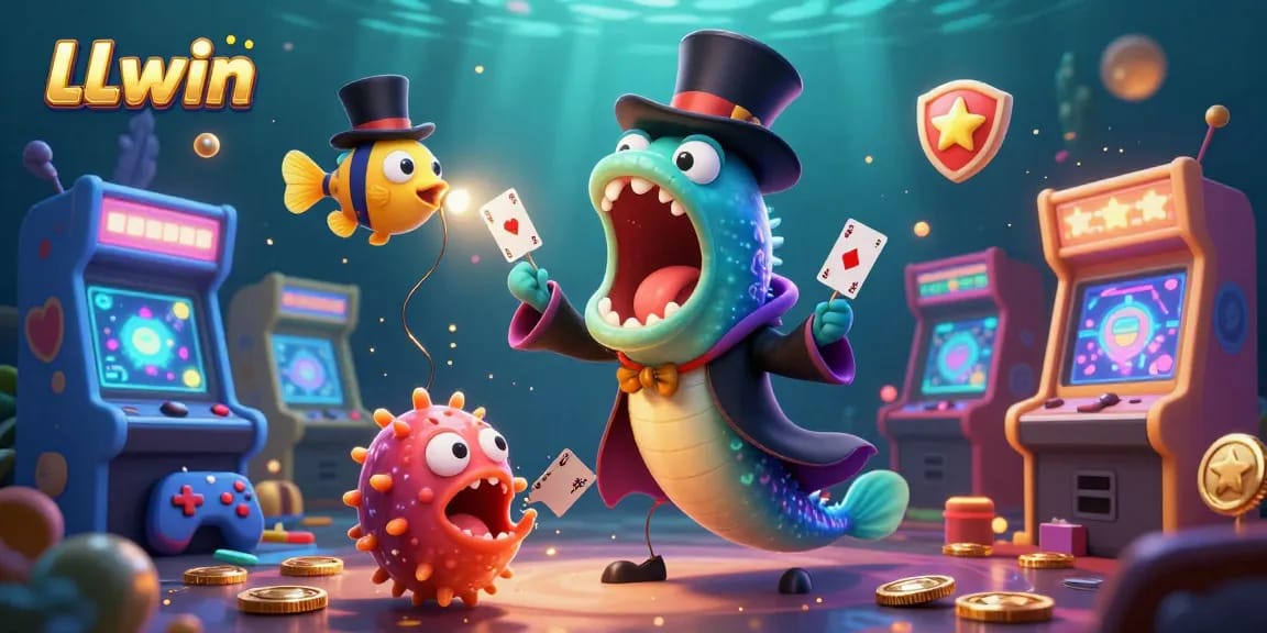 LLwin captivates players with a magical underwater scene featuring animated creatures performing casino tricks.