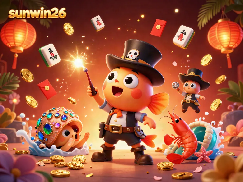 Engage in thrilling gameplay with sunwin26's vibrant deep-sea illustration featuring anime characters and casino elements.