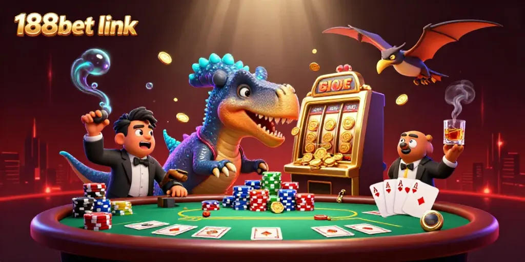Experience the thrill of winning with the 188bet link in this vibrant 3D casino scene.