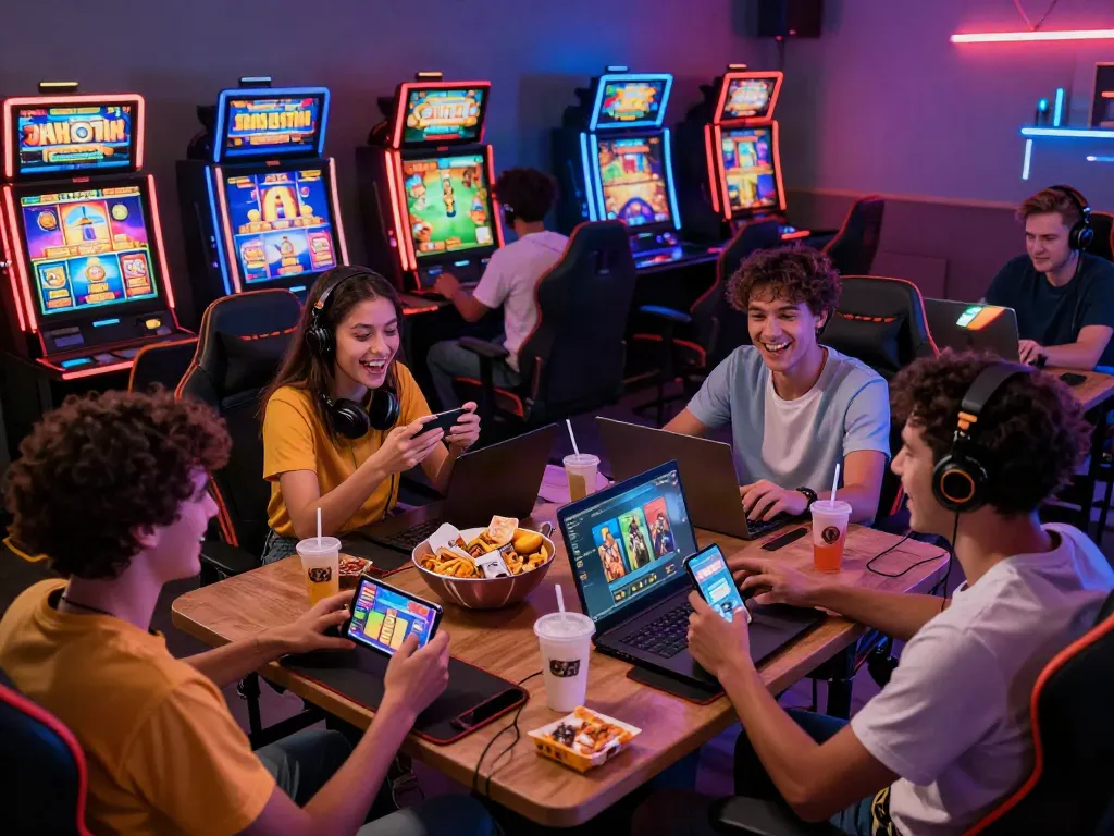 Players enjoying games at https://choinohu.vip/ in a lively and vibrant setting.