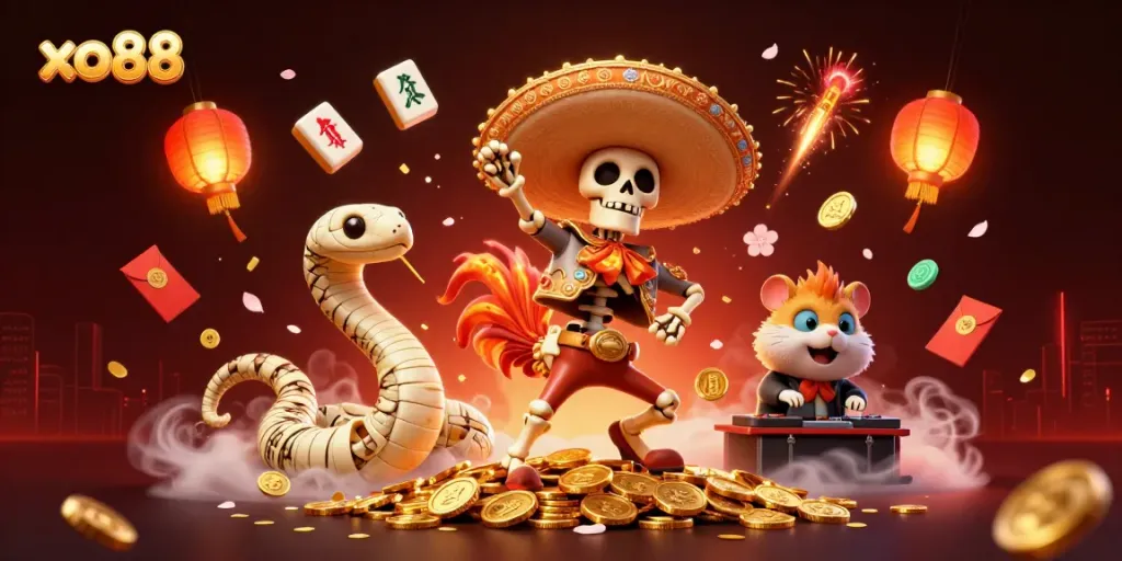 Experience big wins at xo88 with vibrant 3D casino elements celebrating dynamic gambling action.