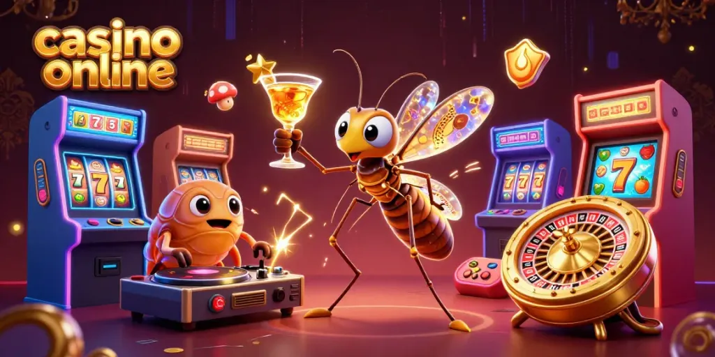 Juega en un casino online con la tragamonedas y estilo vibrante de la ilustración digital