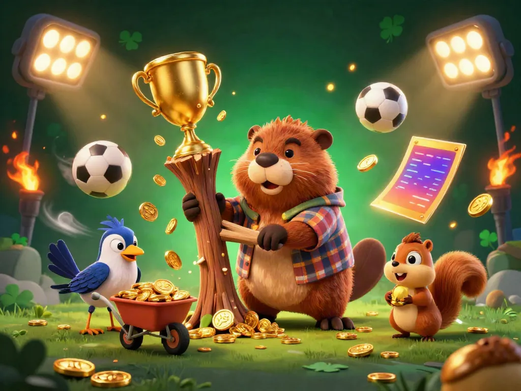 Experience the excitement of go88 game with vibrant coins raining, cartoon characters, and sports elements.