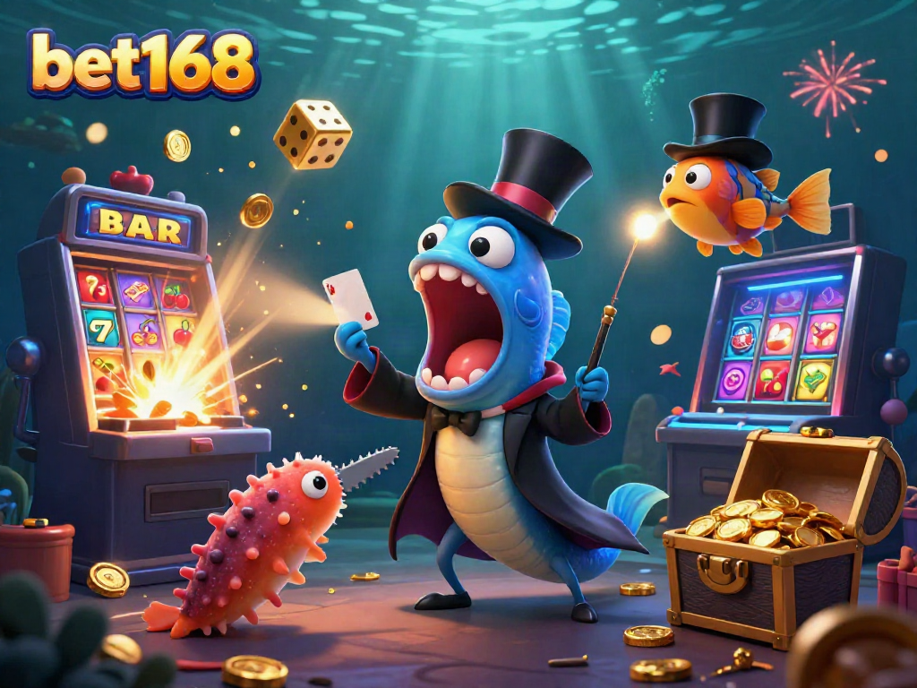 Experience thrilling magic with bet168's underwater casino world featuring a unique scene of engaging sea creatures.