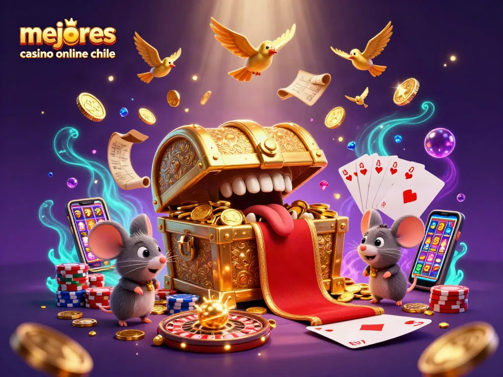 Explora los mejores casinos online en Chile con esta vibrante imagen que muestra giros, bonos y diversión.