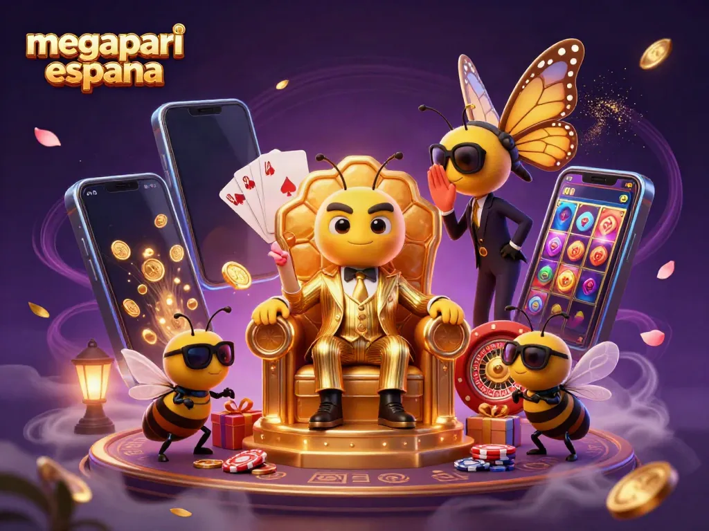 Experimenta la emoción de ganar en megapari España con esta vibrante ilustración de una escena de casino.