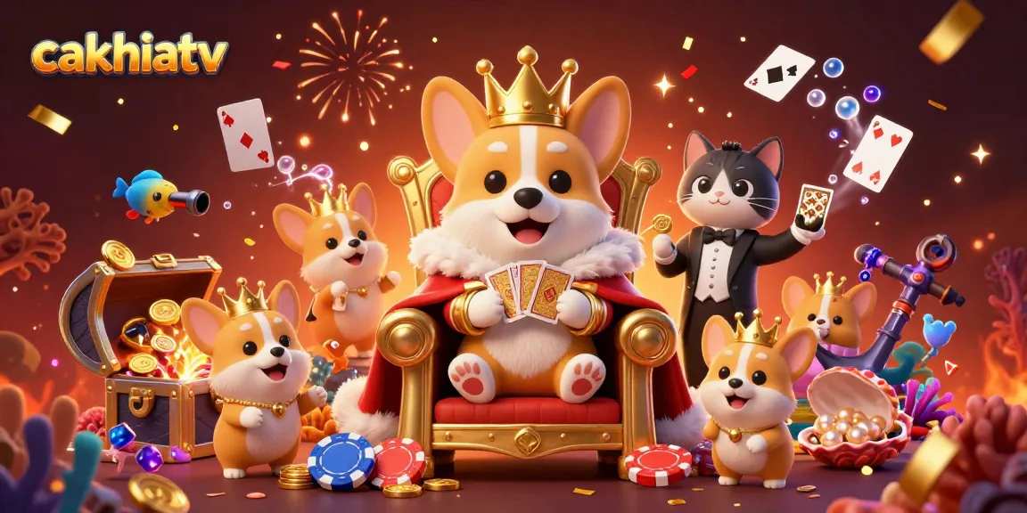 Cakhiatv rules the realm of online gaming with a royal corgi and dazzling treasures.