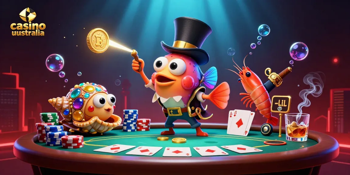 Attract golden coins in casino australia with 3D characters of anglerfish and pirate shrimp.